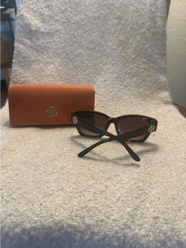 Tory Burch Tortoiseshell Sunglasses With Orange Case